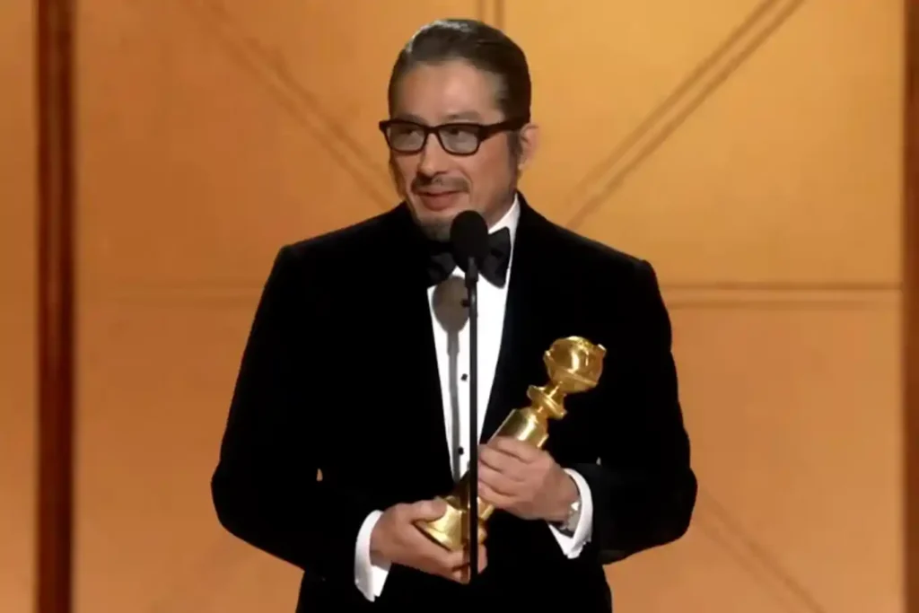 Hiroyuki Sanada on stage to receive the 2025 Golden Globe Award for Outstanding Actor in a Drama Series. Photo by CBS