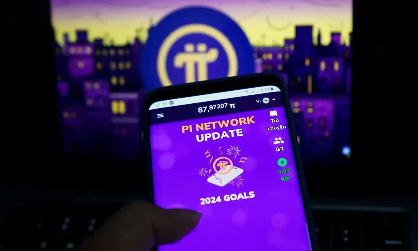 Pi Network application interface on an Android smartphone model