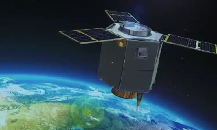 Simulation of Jilin-1 satellite in orbit. Photo by CGTN